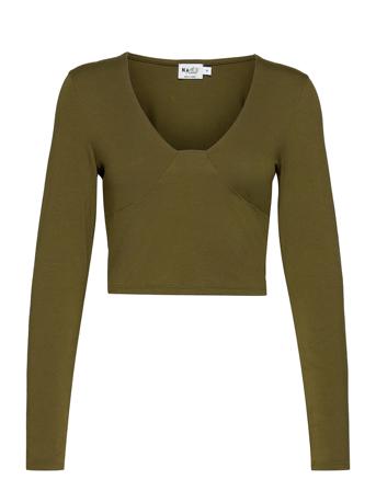 V-Neck Detail Top Green NA-KD