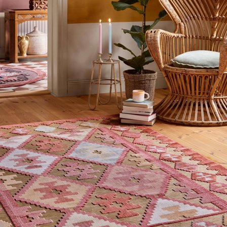 Saga Kilim Indoor/Outdoor Rug Washable 160X230 Beige/Multicolor Geometric