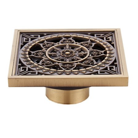 Gulvafløb 10 x 10 cm firkantet messing anti-lugt gulv bad bruser Wa