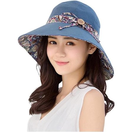 (Mörkblå) Dam Solhattar Justerbar Bomull Bred Brätte Visir Sum