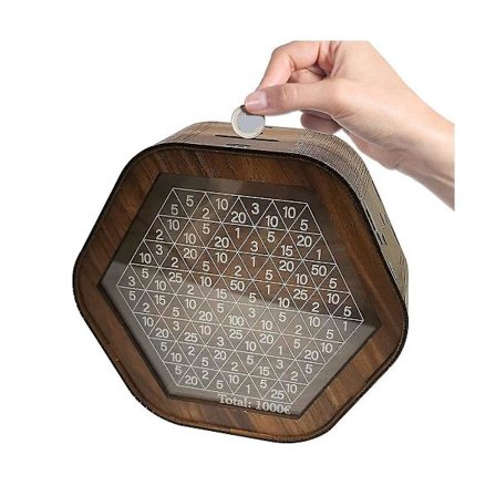 2 stk. Sparebøsse 6 Polygoner Voksen Pengeboks til Kontantbesparelse Med Nummerdiagram Til Ferie Bryllup Uddannelsesfond