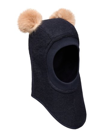 Huttelihut Balaclava Wool Alpaca Pompoms - Navy - 53 -6Y