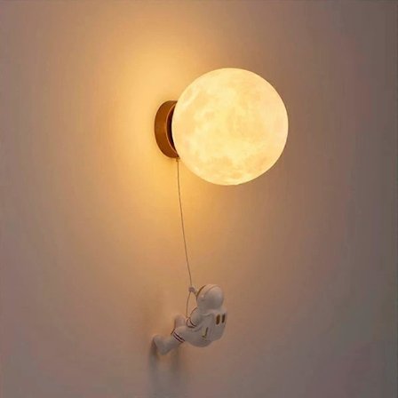 Vägglampa inomhusModern Vägglampa 15CMMåne och Astronaut Design LED VägglampaInomhus Vägglampa för Barn Sovrum