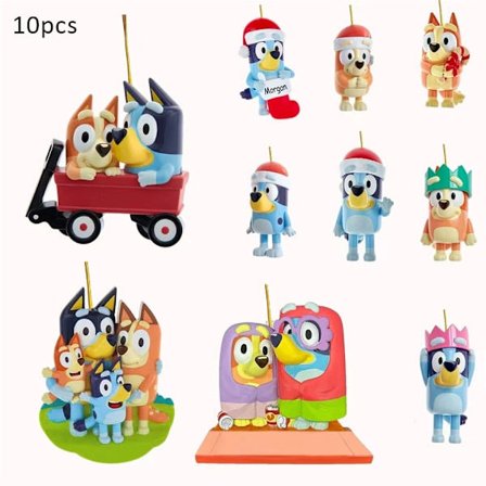 |NN|10 st Julgransdekorationer Bluey Hängande Prydnad Tecknad Bluey Hänge för Julgran Öppen Spis Dörrdekoration 10 ST