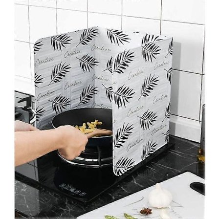 Hvit Sprutbeskyttelse for Matlaging, Sprutbeskyttelse for Komfyr, Stekepanne, Oljepanne, Aluminiumfolie, Skjermbeskytter 84 x 33cm, kaktus