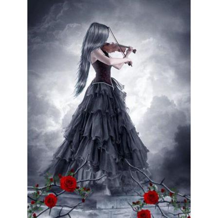 Full 5d Diy Diamond Painting Cross Stitch Violin Girl Mosaic Bro Som På Bilden 1 40x50cm