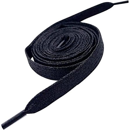 Fargerik metall glitter flat såle skolisser (svart), 115cm lang, s