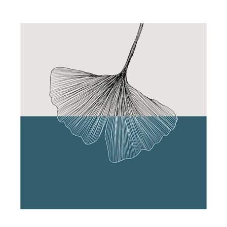 Vægkunst på lærred – Hvidt blad på petroleum, 40x40cm