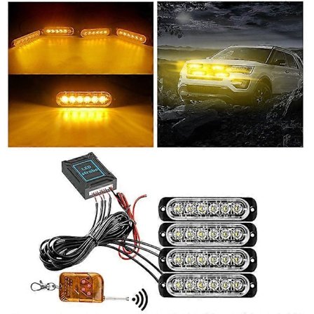 24 LED Strobe-billampa Trådlös Nödflimmerlampa LED 12V Trailer Lastbil Strobos Polisvarningslampa Autodiodlampa