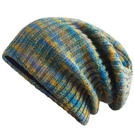 Kvinder Slouchy Hue Hat-Blå Grøn Blandet Farve Strik Lang Baggy