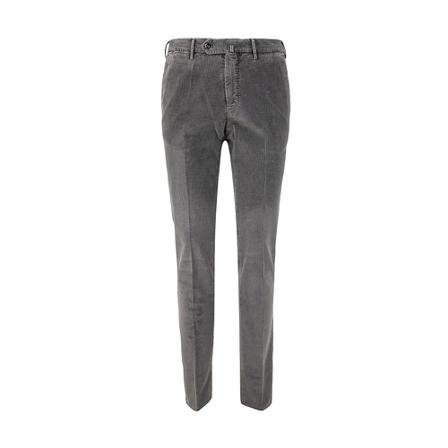 Pt01, Flat Front Trousers With Diagonal Pockets Grijs, Heren, Maat:M