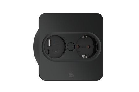 Rutab 946.105 Stikkontakt firkant, USB A/C, avtakbart lokk Svart, Strømbrytere & vegguttak