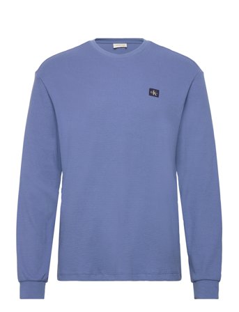 Ls Waffle Badge Crewnk Tee Blue Calvin Klein Jeans