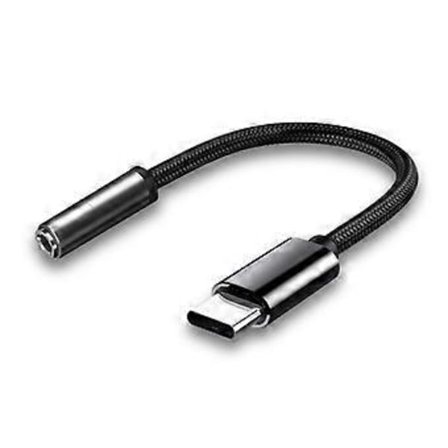 Typ C till 3,5 mm hörlursadapter för telefon Universal USB C till 3,5 mm ljuddongelkabel sladd bärbar adapter svart