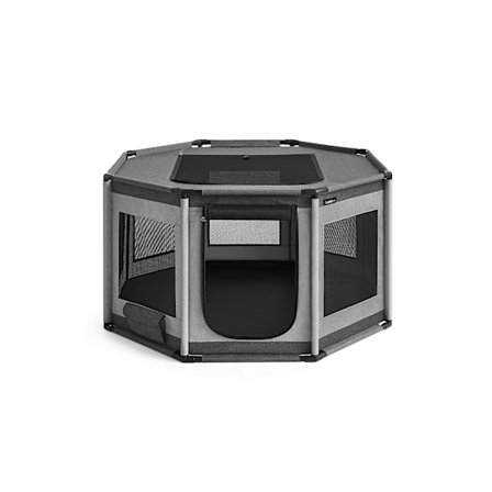 Rootz Oxford Stof Puppy Kravegård - Hundekravlegård - Husdyrindhegning - PVC-rør - Letvægts - Bærbar - Rummelig - Mørkegrå - Lysegrå - 112 cm x 112 cm