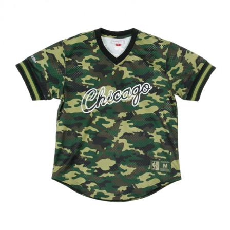 Mitchell & Ness Jersey Man Nba Camo V-Neck Tee Grøn, Herre T-shirts