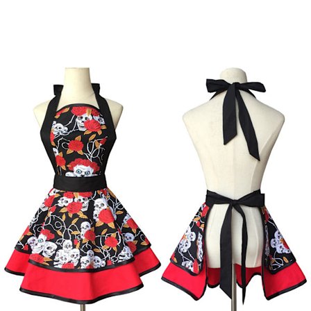 Sort og hvid stribet simpel bomuldsforklæde til daglig brug, køkken, bagning, kunstmaleri, blomsterarbejde