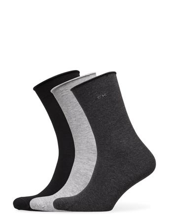 Ck Women Sock 3P Roll Top Underwear Socks Regular Socks Multi/mønstret Calvin Klein