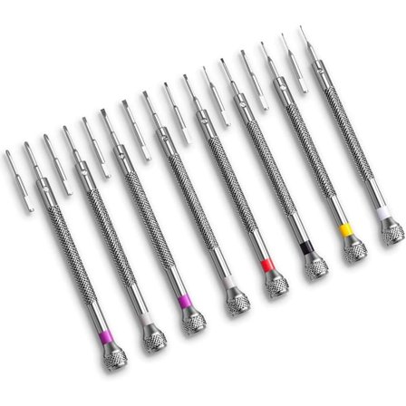 Sæt med 8 professionelle mikropræcisionsskruetrækkere 0,6 til 2 mm 8 ekstra udskiftningsblade til ure, briller, smykker, elektronisk reparation