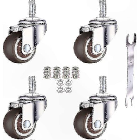 4-pack TPE gängade länkhjul, 25 mm mjuka gummihjul med M6 x 15 mm gänga för möbler [DB]