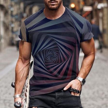 Män Crew Neck Kortärmad Raglan Geometriskt Print Toppar T-shirt