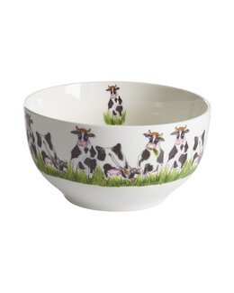 Skål Køer med håndtegnet motiv Hvid