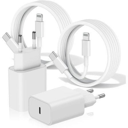 (2st) iPhone Laddare 5/6/7/8/X/11/12/13/14 PRO MAX + 1M Lightning Kabel