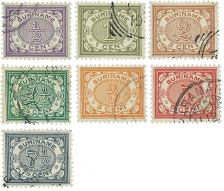 Suriname 1902-1908 - NVPH 41/47 - Stemplet