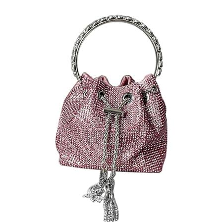 Rhinestone Spandbukse Clutch Aftentaske Bryllup Fest Kæde Crossbody Skulder Pink