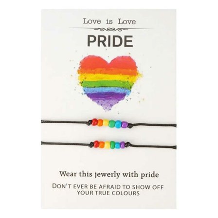 Pride armbånd 2-pack matchende perlearget med kort