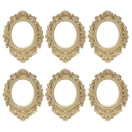 6 stk DIY Miniatur Fotorammer Håndværk Resin Antikke Ovale Fotorammer