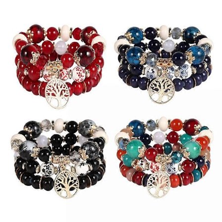 Flickor Stretch Multilayer Stack Pärlor Färgglada Pärlarmband