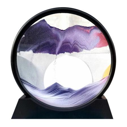 Bevegelig 3D sandkunstbilde Rundt glass timeglass Dyphavslandskap Hjemmedekor lilla lilla purple