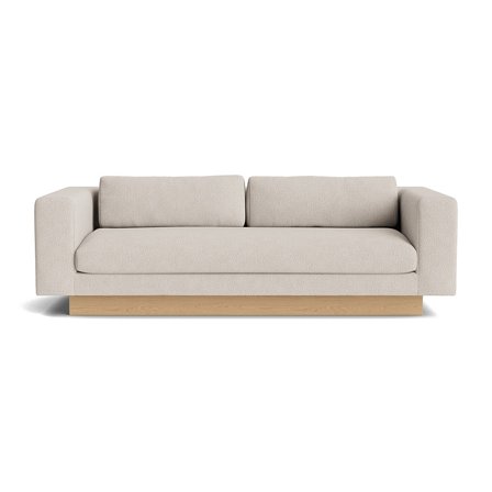 Manhattan 3 personers sofa - Sneak Beige - 219x100x75cm - Råhvid Sofa med Nozag fjedre, inkl. 2 rygpuder, stilfulde ben i massivt egetræ