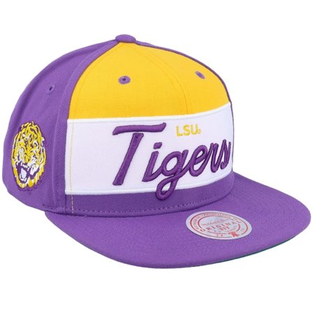 Mitchell & Ness - College Paars snapback Cap - Louisiana State Tigers Retro V Purple Snapback @ Hatstore