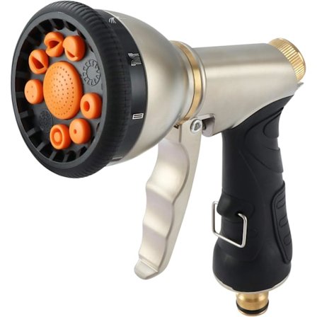 Metallisk vattenspruta, högtryckspistol, 9 modeller justerbara för bevattning av växter, biltvätt, bad av husdjur