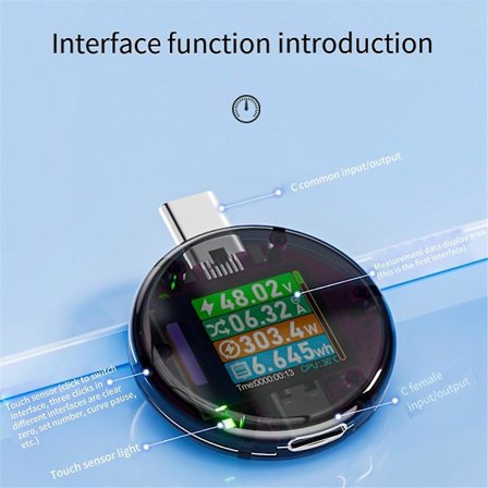 48V USB-testare Typ-C PD-detektor Digital spänningsmätare Powerbank kapacitetsmätare Amperedetektor (svart)