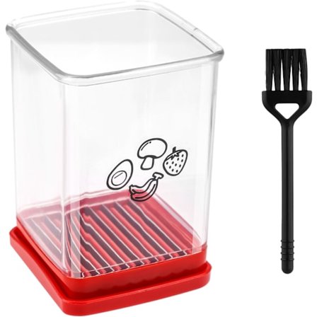 Hedelmäkuppileikkuri, nopea ruostumattomasta teräksestä valmistettu vihannesleikkuri kannettava mansikkaleikkuri puhdistusharjalla kädessä pidettävä 