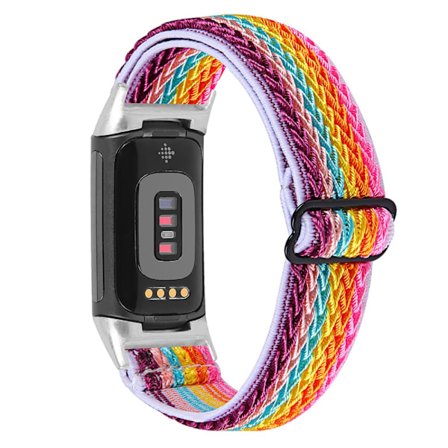 Vævet nylonrem til Fitbit Charge 6 Rainbow
