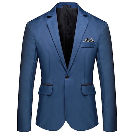 Allthemen Herre Business Casual Enknaps Jakke med Hakket Rever i Ensfarvet