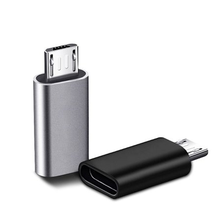 2 stycken USB C-adapter, Micro USB till USB C-adapter, USB C till Micro USB-kontaktadapter, Typ C hona Micro USB hane kontaktadapter för PC, Gal