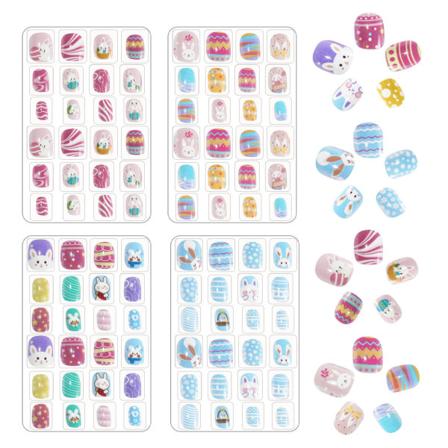 4 sarjaa pääsiäisen tekokynnet lapsille lyhyt täysi kansi väärä