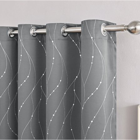 Pimennysverhot Renkailla Tummanharmaa Aaltoileva Kuvioitu Ikkunaverho Makuuhuoneeseen 100x200 Cm