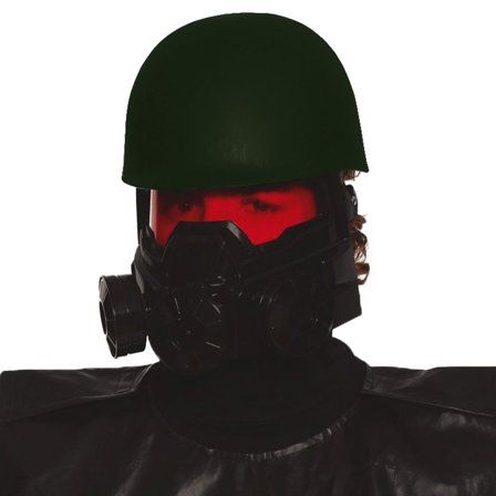 Soldathjelm med Gasmaske