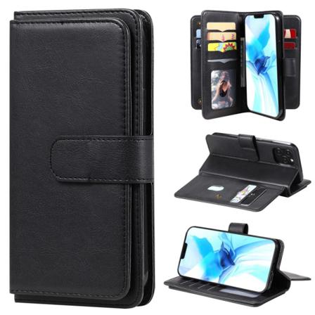 Iphone 12 / 12 Pro - 10-korts Plånboksfodral - Svart Black Svart
