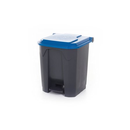 Pedal bin with coloured lid, 30 L, dark grey, blue lid