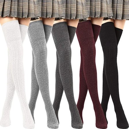 INIOR Ekstra Lange Strømper Lårhøje Bomuldsstrømper Ekstra Lange Støvlestrømper til Kvinder