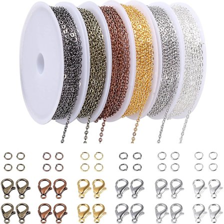 60 fot halskjedekjeder 2 mm smykkelagingskjeder med 180 åpne