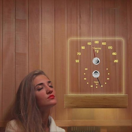Sauna Termometer 2 i 1 Fahrenheit Termometer Hygrometer med LED-lys Sauna Tilbehør for Sauna