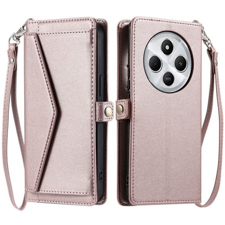 SKALO Xiaomi Redmi 14C PU-Læder Envelope Flip Cover - Rosa guld